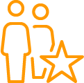 Two people with star icon