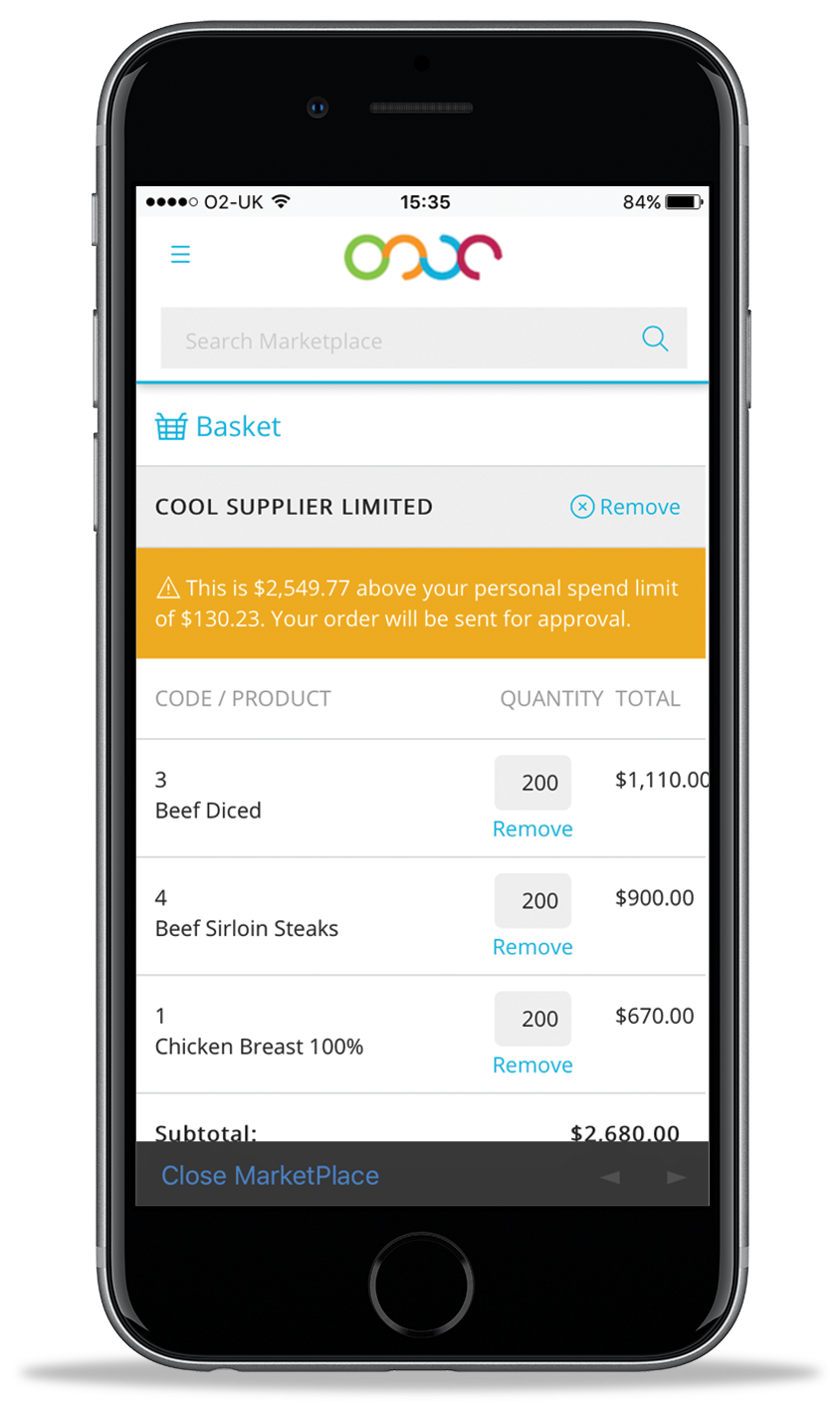 Ordering mobile app